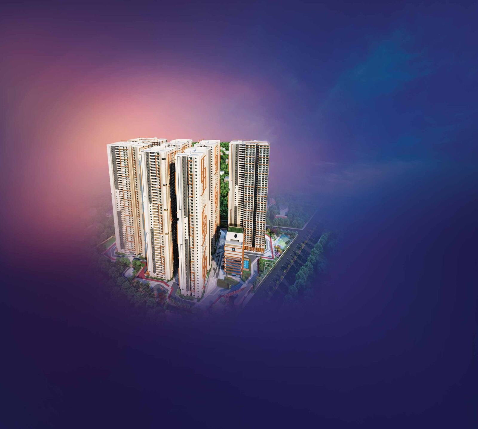 Aerial view of Candeur Lakescape towers in Kondapur, Hyderabad