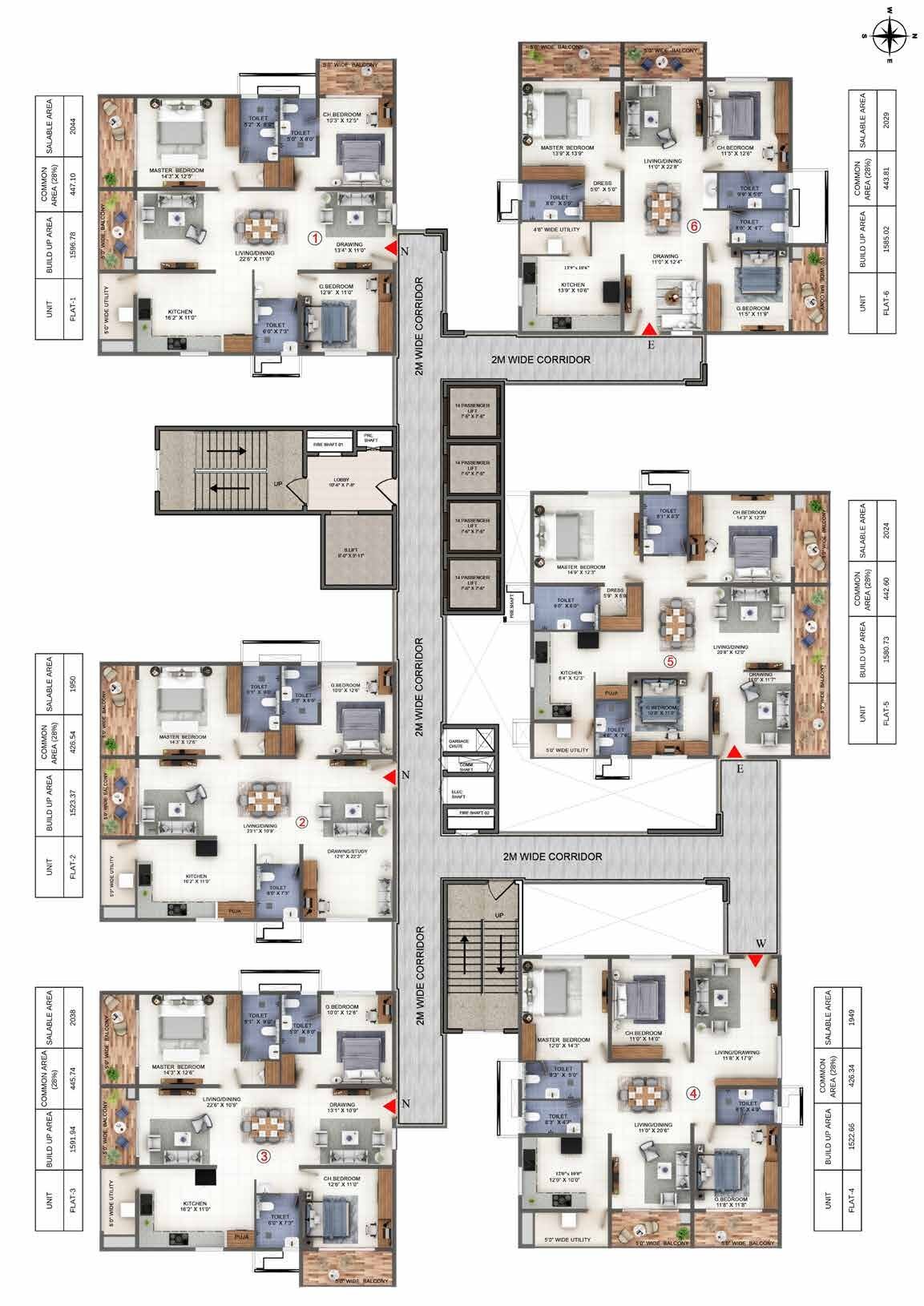 Tower E typical floor plan, Candeur Lakescape