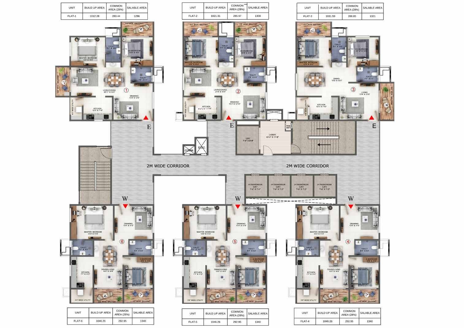 Tower F typical floor plan, Candeur Lakescape